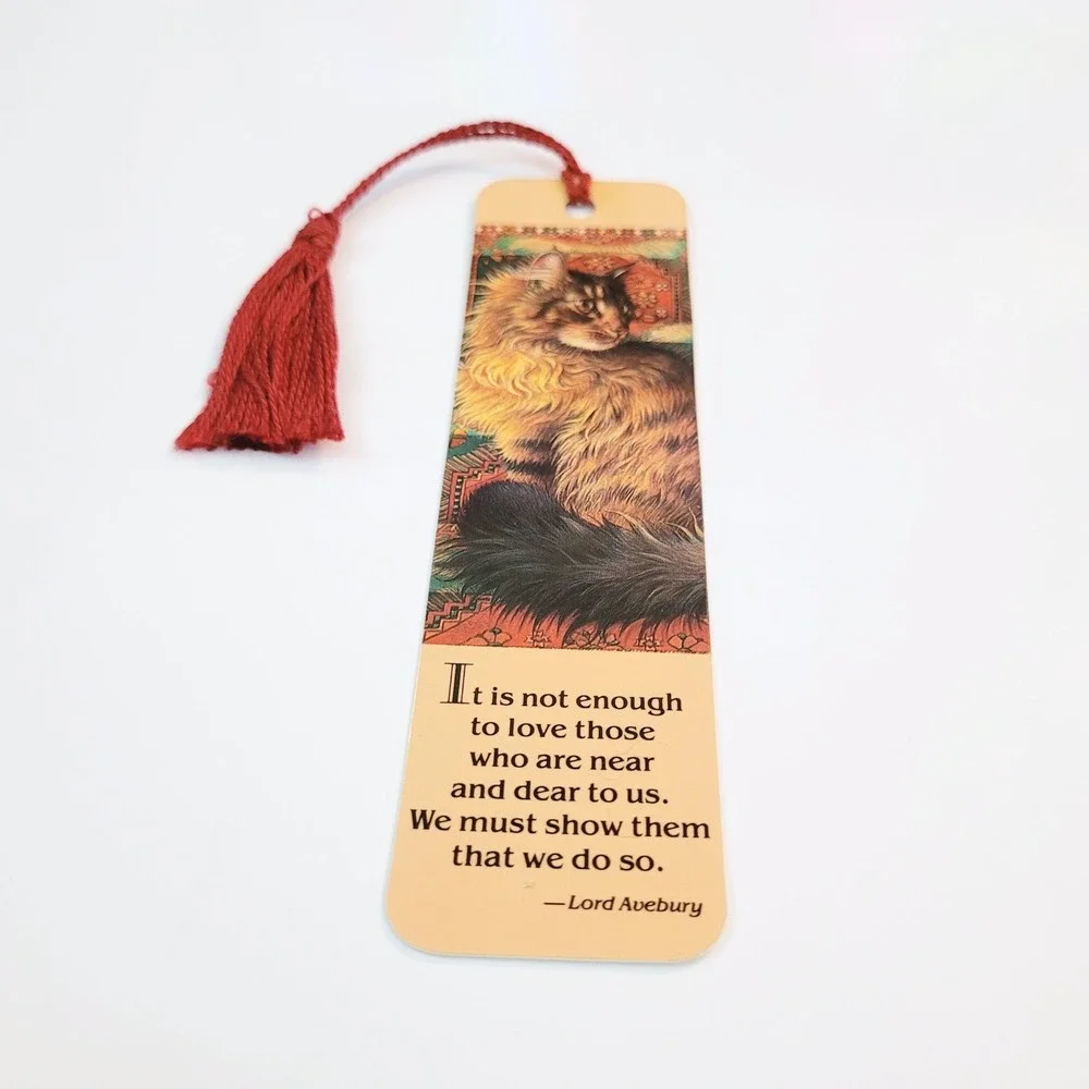 Vintage 90s Ivory Cats Bookmark Ruskin on Stairs 1990 Lesley Anne Antioch H-1295